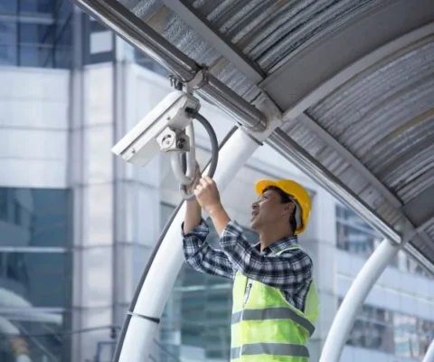 Installing security camera at business